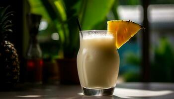 dolce ananas cocktail, un' tropicale estate rinfresco generato di ai foto