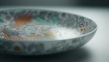 ornato ceramica ciotola con floreale modello decorazione generato di ai foto