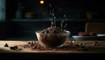 fatti in casa buio cioccolato folletto buono ricetta, indulgente merenda generato di ai foto