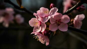 vivace ciliegia fiore, simbolo di amore fragilità generato di ai foto