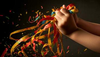 colorato compleanno festa porta gioia per bambini generato di ai foto