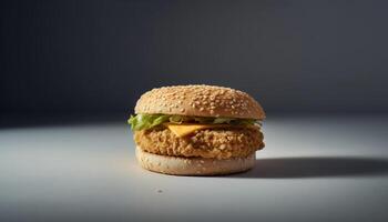 buongustaio hamburger al formaggio pasto con grigliato manzo, fresco pomodoro, e Cheddar generato di ai foto