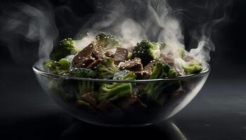 salutare vegetariano pasto grigliato broccoli e cavolfiore aperitivo con insalata generato di ai foto