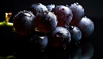 fresco uva grappolo, maturo e succoso, riflettendo natura dolcezza generato di ai foto