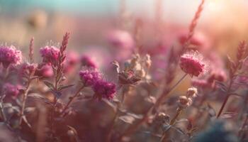 vivace Fiore di campo prato nel estate, bellezza nel natura colori generato di ai foto