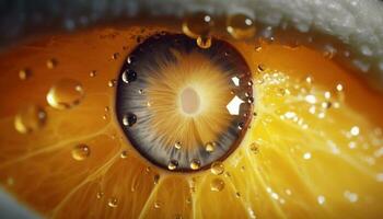 fresco Limone fetta nel un' vivace giallo bere, biologico e pulito generato di ai foto