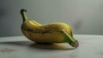 maturo biologico Banana, un' salutare merenda su un' di legno tavolo generato di ai foto