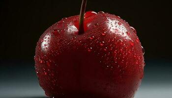 succoso fragola far cadere riflette vivace natura nel pulito studio tiro generato di ai foto