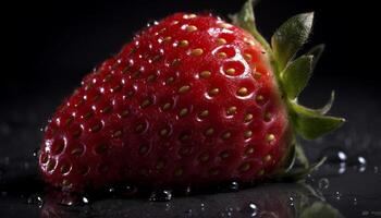 succoso fragola dolce, un' rinfrescante e salutare buongustaio merenda generato di ai foto