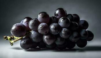 succoso viola uva grappolo, fresco e maturo per salutare mangiare generato di ai foto