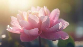 astratto bellezza nel natura vicino su di singolo rosa fiore testa generato di ai foto