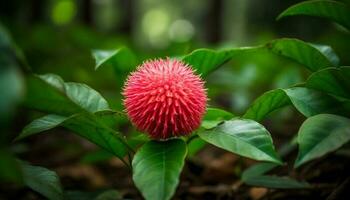 vivace singolo fiore fiorire nel verde fogliame, circondato di natura generato di ai foto