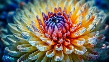 vivace petali di un' bagnato dalia fiorire nel tropicale clima generato di ai foto