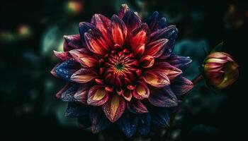 vivace petali di Multi colorato dalia fiorire nel natura bellezza generato di ai foto