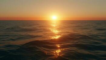 vivace tramonto al di sopra di tranquillo acqua, un' Paradiso di bellezza generato di ai foto