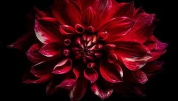 vivace colorato petali nel un' vicino su di un' dalia fiore generato di ai foto