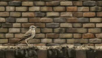 animale perching su vecchio mattone parete, guardare a insetto generato di ai foto