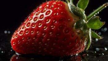 succoso maturo fragola, un' rinfrescante far cadere di estate dolcezza generato di ai foto