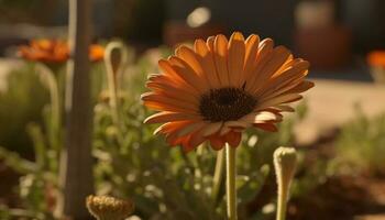 vivace Fiore di campo prato nel estate, vicino su di giallo margherita generato di ai foto