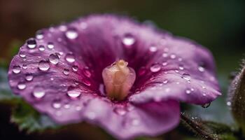 freschezza di bagnato petali nel un' macro vicino su di fiore generato di ai foto