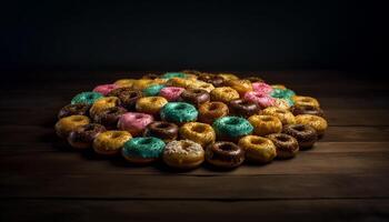 fatti in casa buongustaio biscotti, al forno con cioccolato e frutta decorazione generato di ai foto