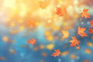 un' sfocato autunno, ventoso cielo astratto sfondo con bokeh incandescenza, illustrazione. ai generativo foto