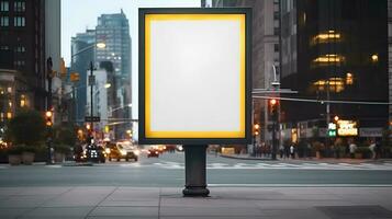 tabellone vuoto per all'aperto pubblicità manifesto su città strada. foto