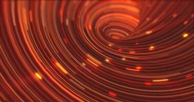 astratto energia arancia vorticoso curvo Linee di raggiante magico striature e energia particelle sfondo foto