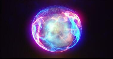 astratto energia sfera con raggiante luminosa particelle energia scientifico futuristico hi-tech sfondo foto