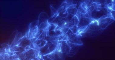 astratto blu energia onde a partire dal futuristico hi-tech maglia particelle raggiante sfondo foto