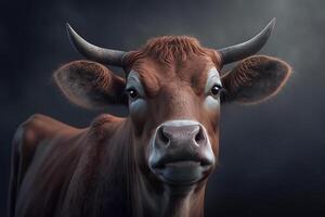 ritratto di bestiame Marrone mucca. generativo ai foto