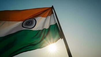 agitando indiano bandiera simboleggia la libertà e patriottismo generato di ai foto