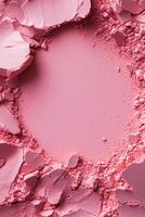 bellezza rosa trucco polvere Prodotto struttura come astratto trucco cosmetico sfondo, schiacciato cosmetici, generativo ai foto