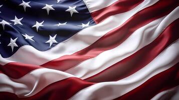americano bandiera per memoriale giorno, 4 ° di luglio, copia spazio. generativo ai foto