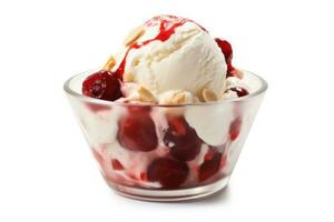 rosso leggero coppa di gelato guarnita bianca isolato sfondo cibo fotografia ai generato foto