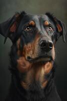 cane ritratto su buio sfondo. ai generativo foto
