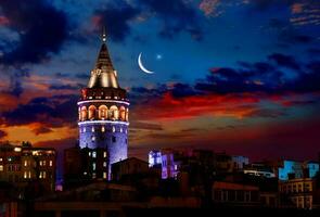 galata Torre a notte foto