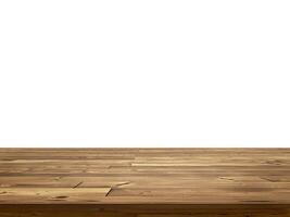 vuoto di legno tavolo davanti Visualizza isolato su bianca sfondo foto