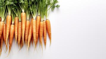 carota con bianca sfondo superiore Visualizza creato con generativo ai tecnologia foto