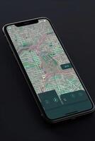 un' consegna App carta geografica mostrando il strada su Telefono. generativo ai foto