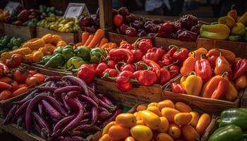 fresco biologico verdure e frutta nel abbondanza generato di ai foto