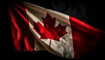 patriottico acero foglia agitando simbolo di canadese orgoglio generato di ai foto