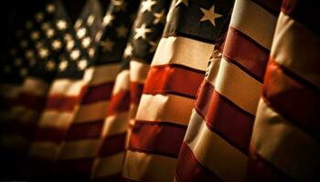 americano bandiera a strisce stella simboleggia la libertà e unità generato di ai foto