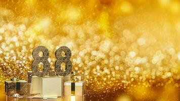 il 8.8 oro numero e regalo scatola per promozione concetto 3d interpretazione foto