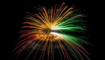 il quarto di luglio celebrazione vivace colori, raggiante fuochi d'artificio, illuminato notte generativo ai foto