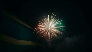 il quarto di luglio celebrazione vivace colori, che esplode fuochi d'artificio, patriottismo generato di ai foto