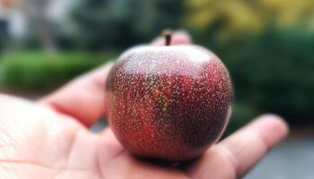 succoso mela, fresco a partire dal il azienda agricola, Perfetto autunno merenda generato di ai foto