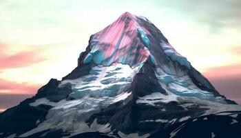 maestoso montagna picco silhouette contro blu cielo a Alba generato di ai foto