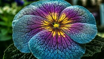 vivace colori di un' Multi colorato fiore nel vicino su macro generato di ai foto