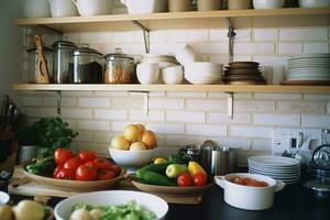 azione foto di dentro cucina vicino su ai generato